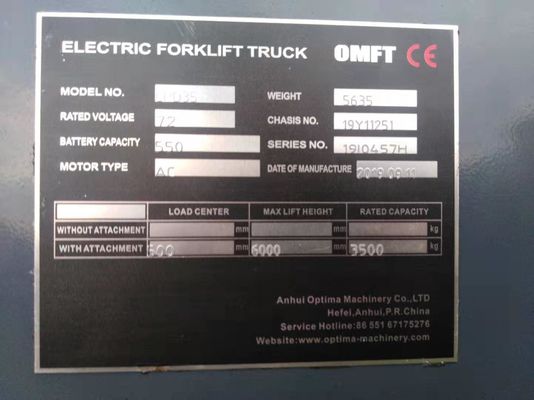 Lift height 3000-7000mm 3.5ton 4 Wheels Electric Forklift for Cold Storage Warehouse