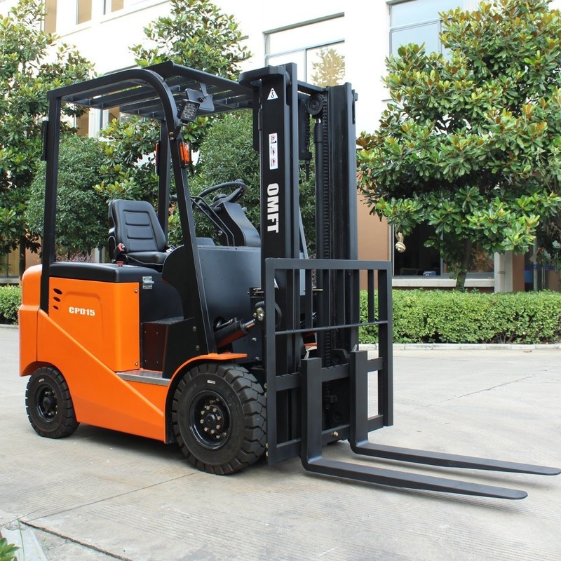 Battery Forklift 1.5ton 4 Wheel Electric Truck with 5.5m 5500mm Mast Triplex and Free Lift